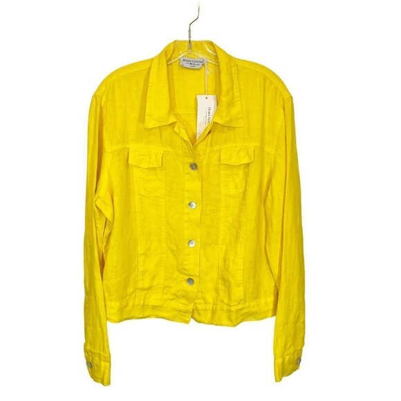 NWT Haris Cotton Long Sleeved 100% Linen Trucker Jacket Button up Size XL - Picture 1 of 10